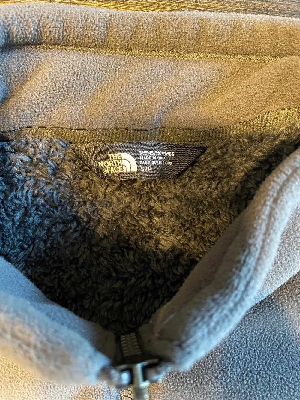 The North Face Men's Light Gray Fleece Jacket with Chest Pocket